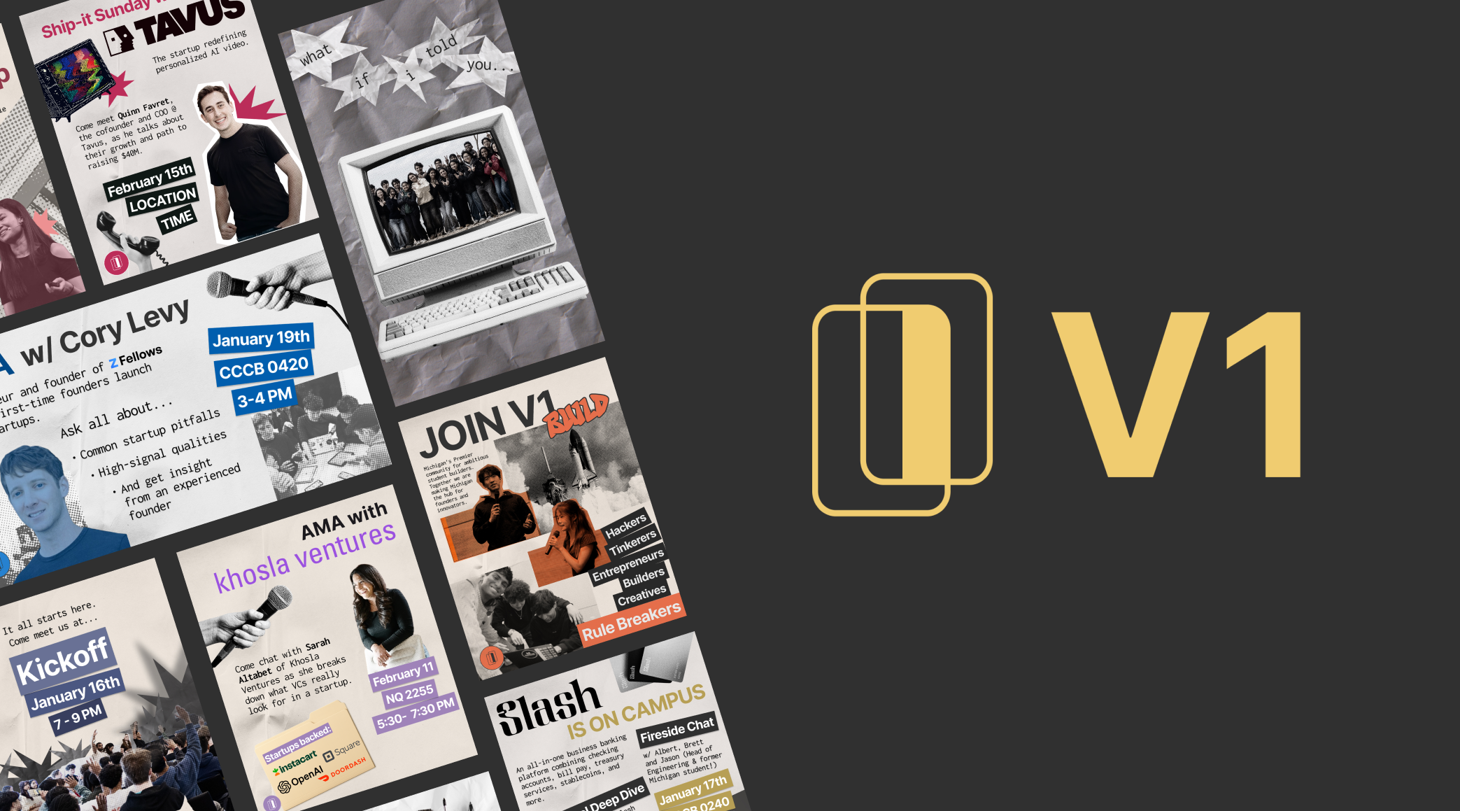 V1 Michigan — graphic design portfolio cover.