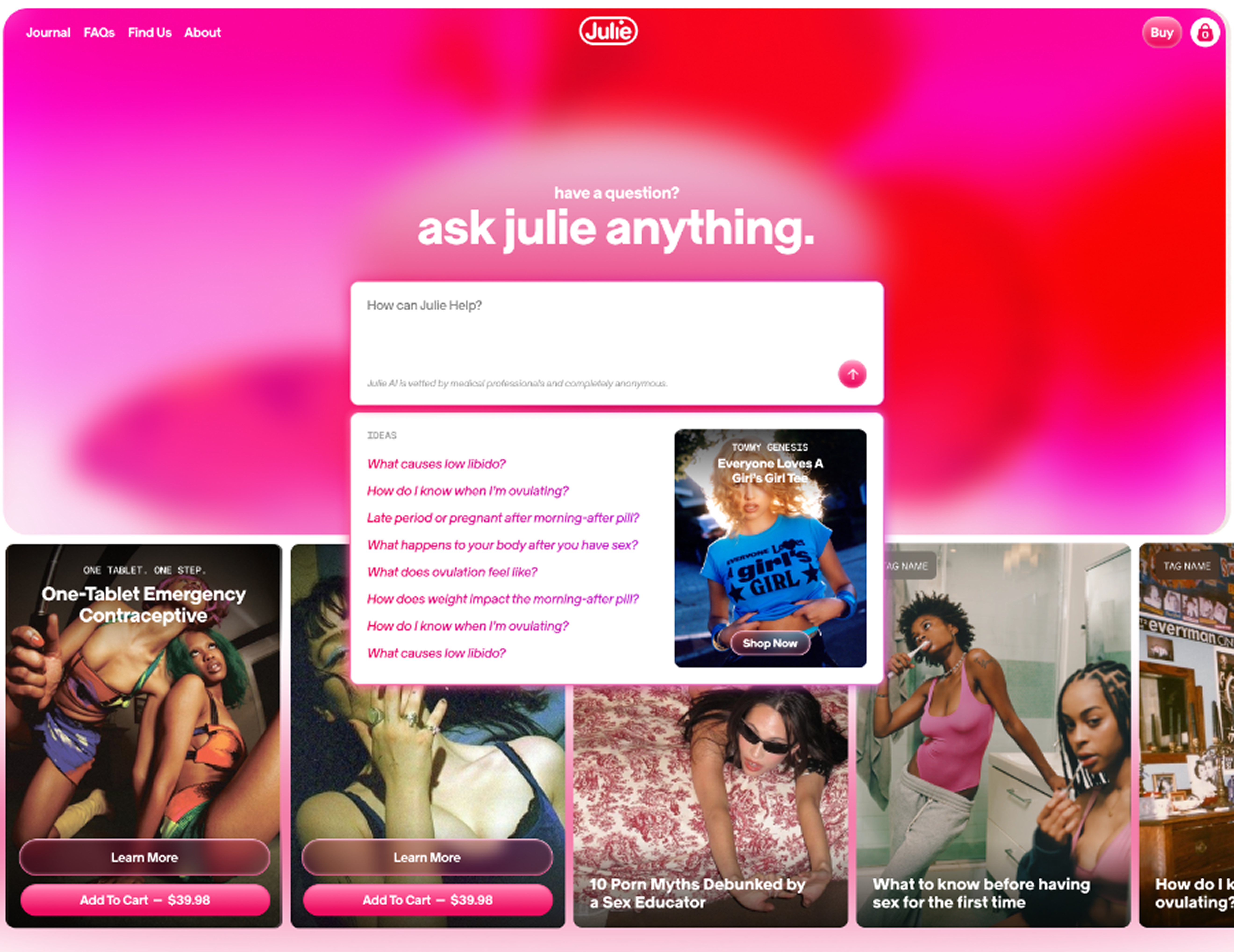 Old proposed Julie homepage