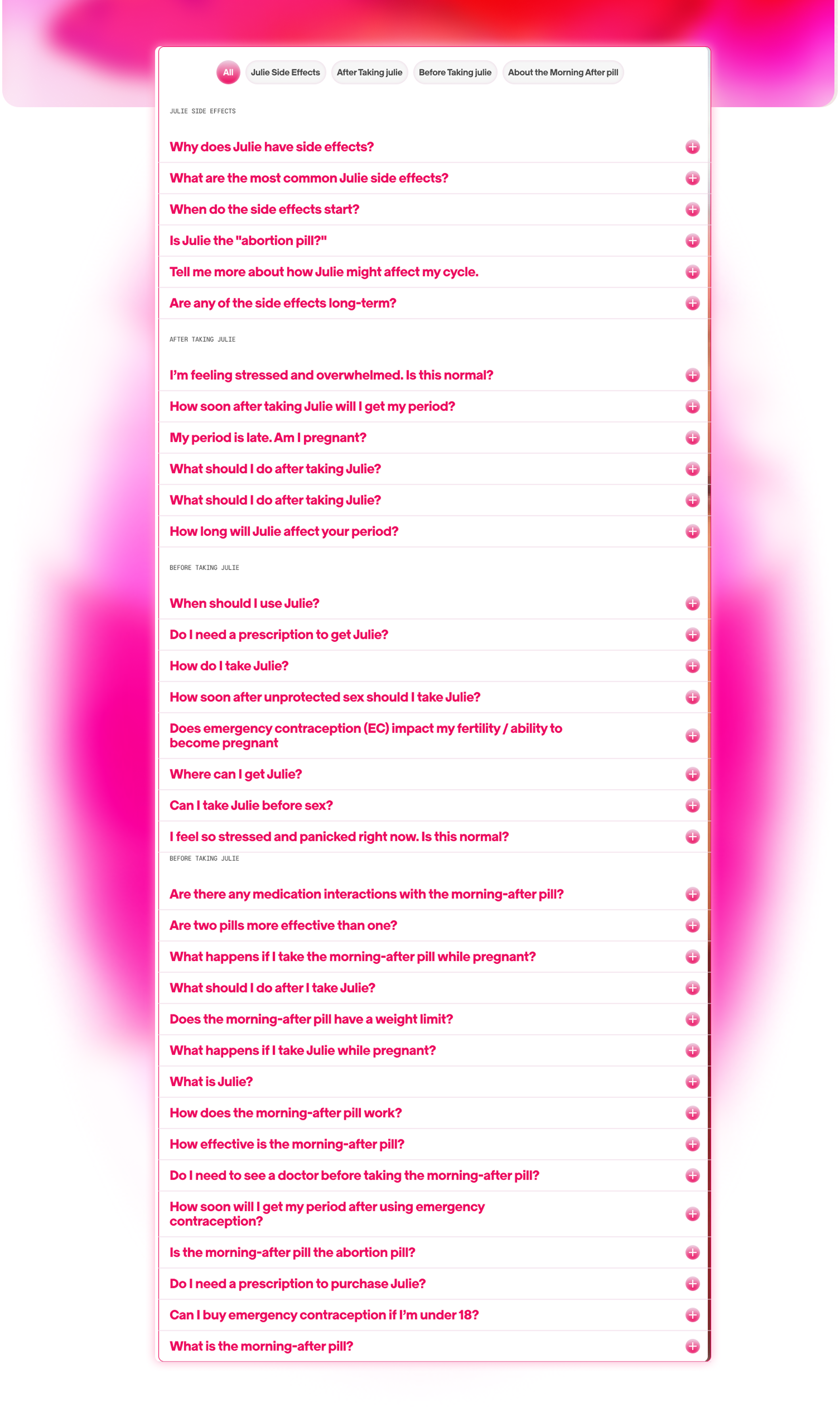 Old Julie FAQ section